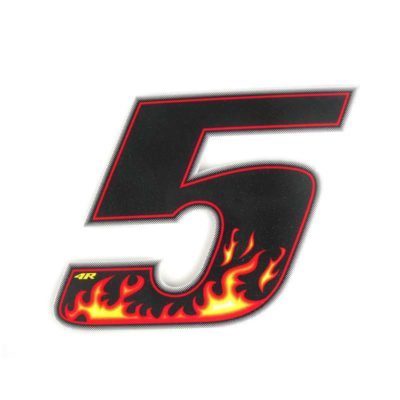 Sticker 4R RACING no. 5 Flame coloré (100 x 140mm)