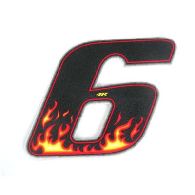 Sticker 4R RACING no. 6 Flame coloré (100 x 140mm)