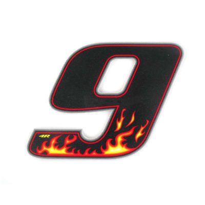Sticker 4R RACING no. 9 Flame coloré (100 x 140mm)
