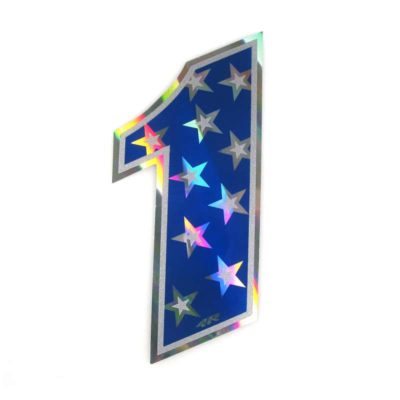 Sticker 4R RACING no. 1 en bleu avec étoiles blanches (100 x 140mm)