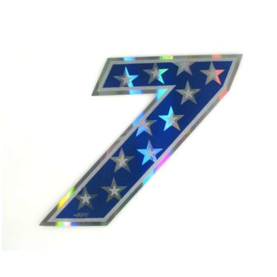 Sticker 4R RACING no. 7 en bleu avec étoiles blanches (100 x 140mm)