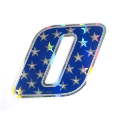 Sticker 4R RACING no. 0 en bleu avec étoiles blanches (100 x 140mm)