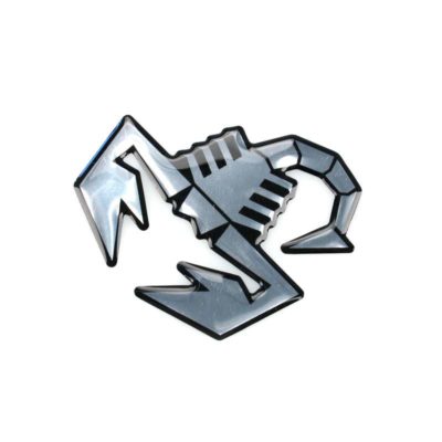 Autocollant ABARTH 3D SCORPIONE ARGENTO LUCIDO (hauteur 65mm)