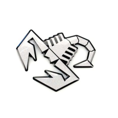 Autocollant ABARTH 3D SCORPIONE ARGENTO SATINATO (hauteur 65mm)