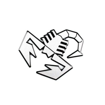 Autocollant ABARTH 3D SCORPIONE ARGENTO SATINATO (hauteur 12cm)