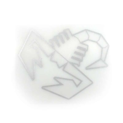 Autocollant ABARTH SCORPIONE TRANSPARENT bord argenté (12cm)