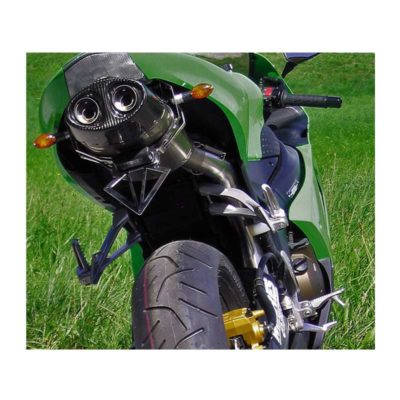 Support plaque SRP Inox/noir (SS/BL) éclairage plaque LED kit montage Kawasaki