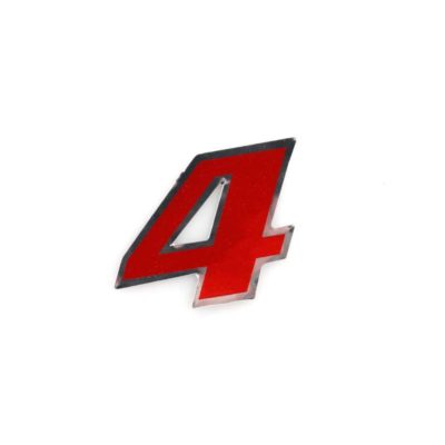 Autocollant 4R MEDI chiffre no. 4 rouge (100 x 100mm)