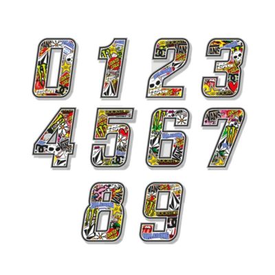 Autocollant 4R STICKER BOMB chiffre no. 6 (100x75mm)