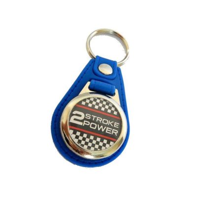 Porte clé NN PRODUCTS 2 STROKE POWER cuir bleu avec emblème