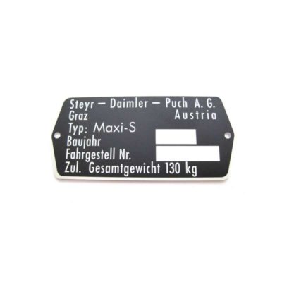 Plaque identification STEYR-DAIMLER-PUCH - Typ: Maxi S