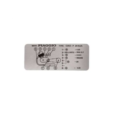 Plaquette Type PIAGGIO Ciao P, Typ C25 - 25km/h (100 x 40mm)