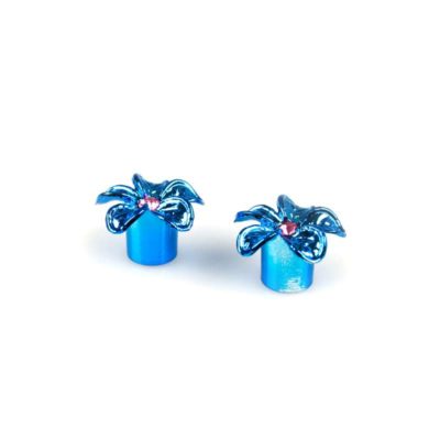 Bouchon valve MOPED KINGS (paire) FLOWER bleu