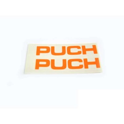 Autocollants PUCH paire logo PUCH réservoir d'essence orange-fluo 118 x 22mm
