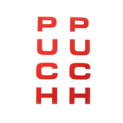 Autocollants PUCH paire logo PUCH - VERTIKAL fourche rouge 75 x 15mm