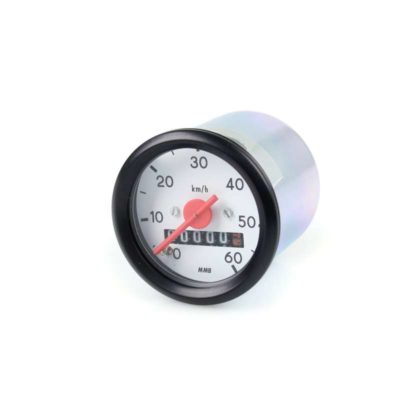 Compteur MMB (Typ VDO) Ø 48mm >60 km/h cadran blanc/bague noir/racc. centré
