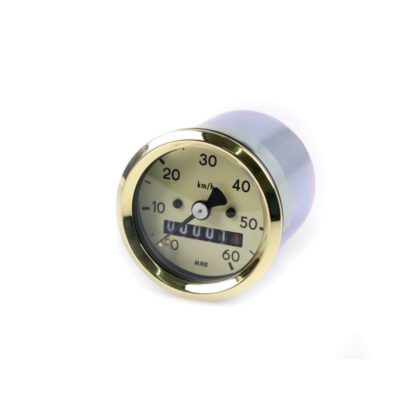 Compteur MMB (Typ VDO) Ø 48mm >60 km/h cadran ivoire/bague doré/racc. centré