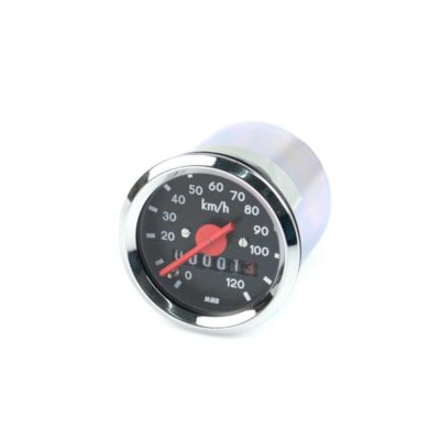 Compteur MMB (Typ VDO) Ø 48mm >120 km/h cadran noir/bague chrom/raccord centré