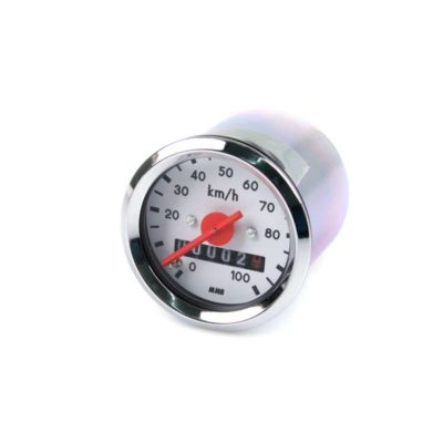 Compteur MMB (Typ VDO) Ø 48mm >100 km/h cadran blanc/bague chrom/rac. centré