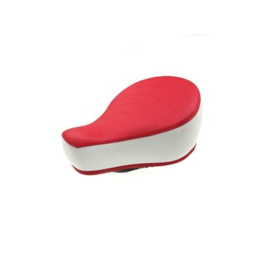 Selle PUCH original blanc-rouge avec logo PUCH rouge