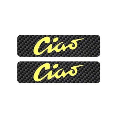 Autocollants réservoir MOPED KINGS - CIAO paire jaune/carbon 30 x 115mm