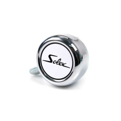 Cloche MOPED KINGS Ø 50 x 25mm chromé avec logo Solex blanc