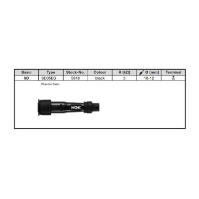 Capuchon bougie NGK SD05EG (5818) en noir