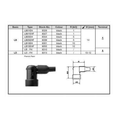 Capuchon bougie NGK LB01EH (8326) noir