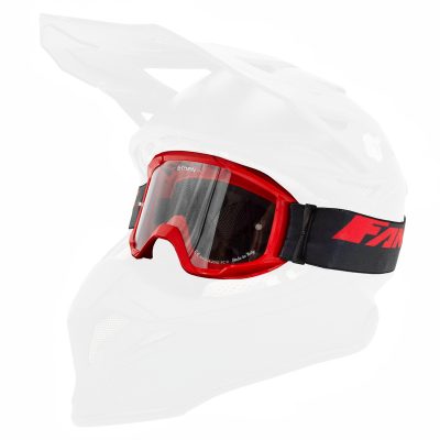 Lunette cross rouge FANTIC NEWERA 2 avec bandeau noir, transparent