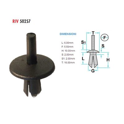 Clip plastique XBIKE (pce) noir habillage Ø 5.5 16x10mm