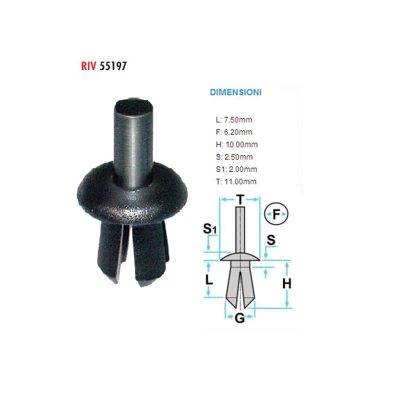 Clip plastique XBIKE (pce) habillage Ø 6.2 11x10mm
