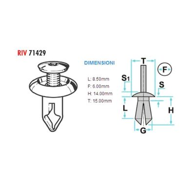Clip plastique XBIKE (pce) habillage Ø 6 15x14mm