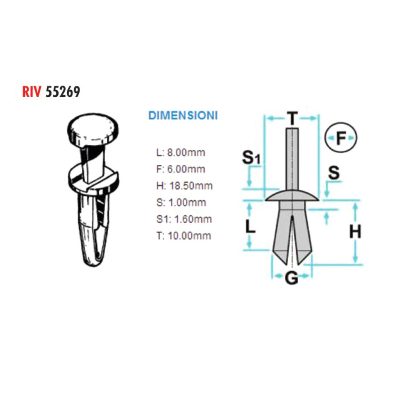 Clip plastique XBIKE (pce) habillage Ø 6 10x18.5mm