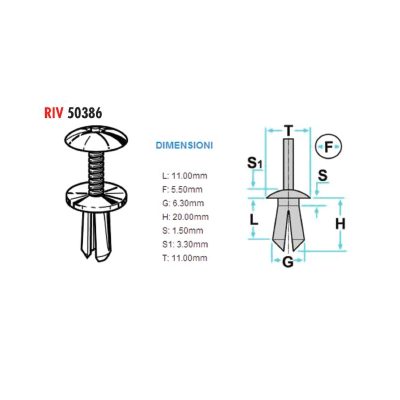 Clip plastique XBIKE (pce) habillage Ø 6 15x14mm