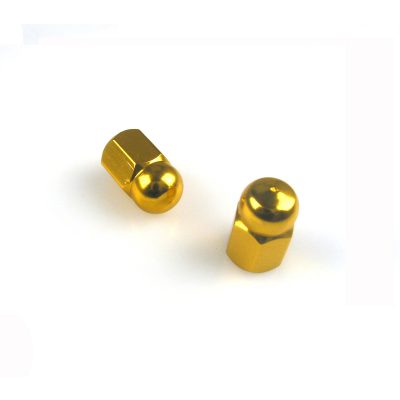 Bouchon valves TECH (paire) 6pans avec tête ronde doré