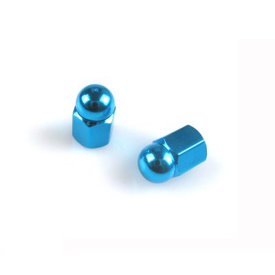 Bouchon valves TECH (paire) 6pans avec tête ronde bleu
