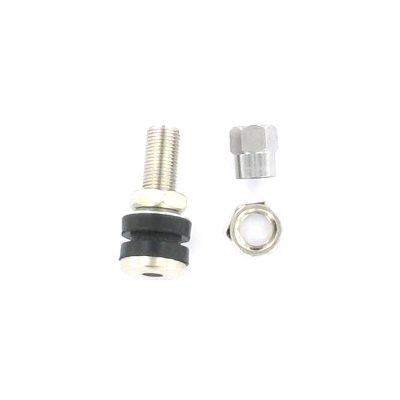 Valve droite chromée/noir pour jante à tubeless 8.3mm (TR161)