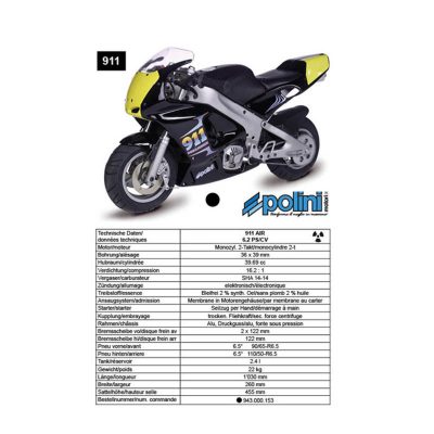 Pocket Bike Polini 911 6,2 PS air schwarz (R 6,5")