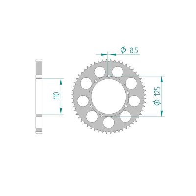 Couronne alu 428 / 56 dents