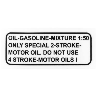 Autocollant MOPED KINGS mélange carburant 1:50 64x24mm transparent anglais