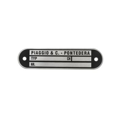 Plaque identification PIAGGIO & CO. Pontedera (84x21x0.6mm)