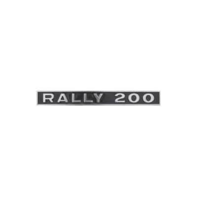Emblème Rally 200 123x15mm aluminium Piaggio Vespa, 2 attaches