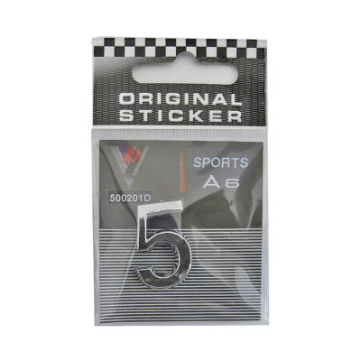 Chiffre 5 autocollant 24mm 3Dchromé PRIX NET