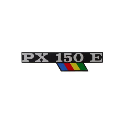 Emblème couvercle latérale PX 150 E 140x32mm Piaggio Vespa, à cliper