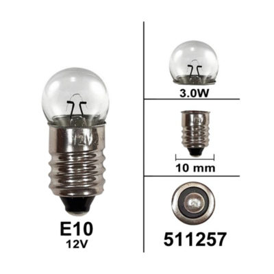 Ampoule E10 12V 3W blanche (1 pcs)