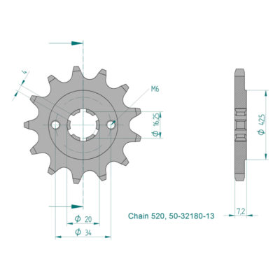 Pignon ESJOT 520 13D
