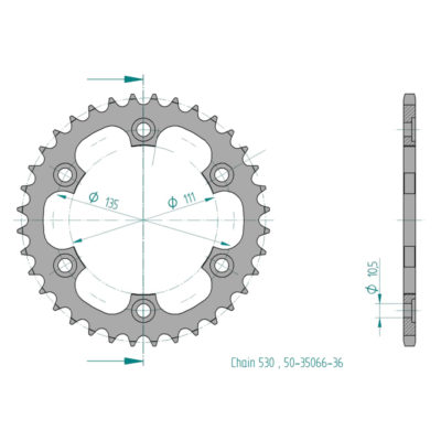 Couronne ESJOT Royal Enfield 530/36D acier noir
