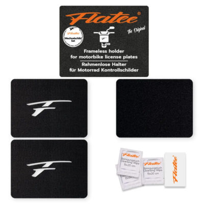 Support plaque Flatee ORIGINE sans cadre interchangeable set pour moto 13x17cm