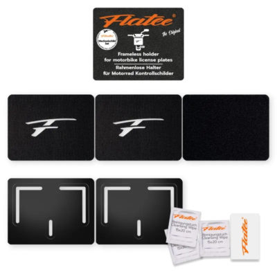 Support plaque Flatee ORIGINE sans cadre interchangeable set pour 2 moto 13x17cm