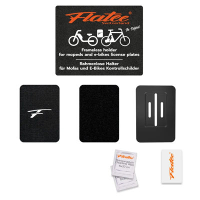 Support plaque Flatee ORIGINE sans cadre mofa/e-bike avec support montage 9x13cm